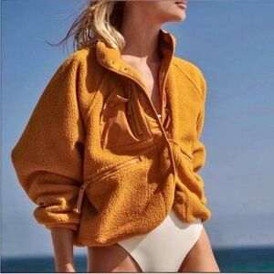 NWT Free People Movement Hit The Slopes Fleece Jacket- Sz Small in Russet Orange